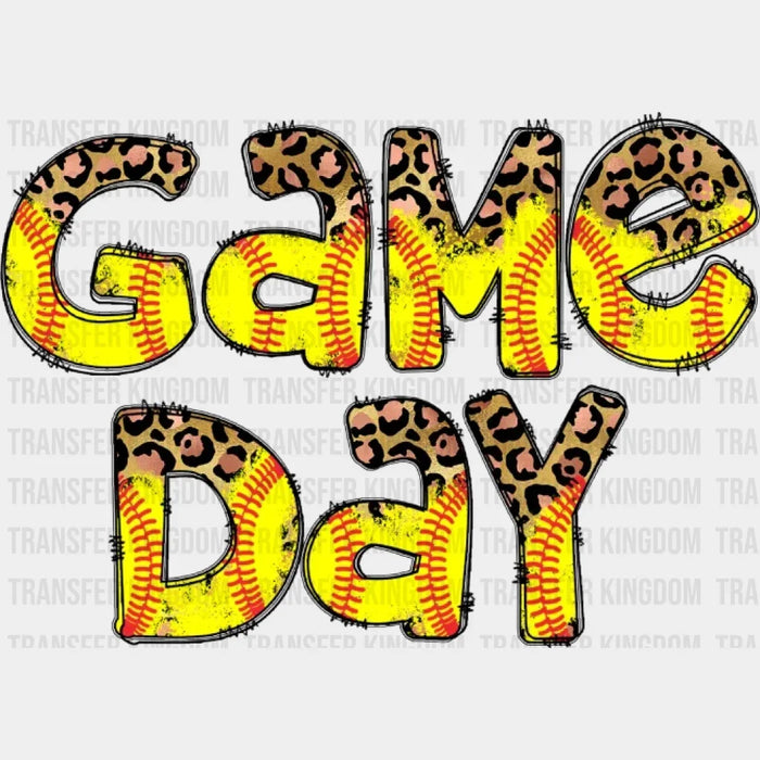 Game Day Softball Leopard DTF Transfer