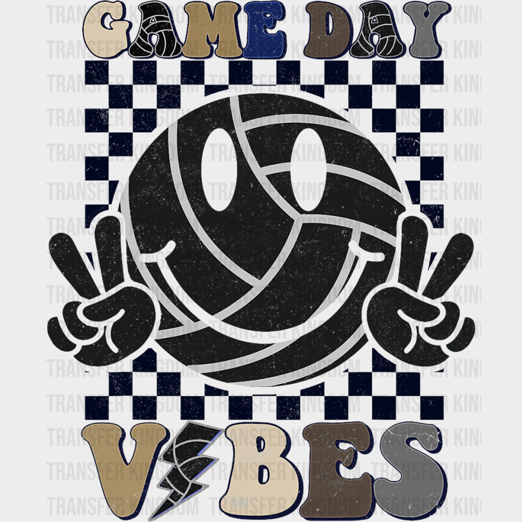 Game Day Vibes Smiley - Volleyball DTF Transfers Adult Unisex - S & M (10’’) / Dark Color Design (See Imaging)