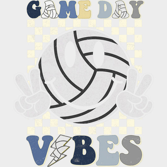 Game Day Vibes Smiley - Volleyball DTF Transfers Adult Unisex - S & M (10’’) / Light Color Design (See Imaging)