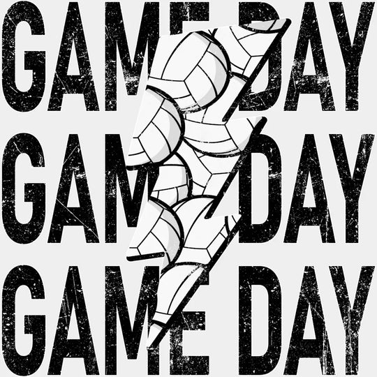 Game Day Volleyball Stacked Distressed Design - Dtf Heat Transfer