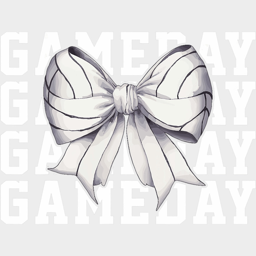 Gameday B&W Ribbon - Volleyball DTF Transfers Adult Unisex - S & M (10’’) / Light Color Design (See Imaging)