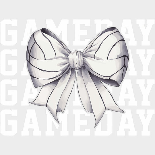 Gameday B&W Ribbon - Volleyball DTF Transfers Adult Unisex - S & M (10’’) / Light Color Design (See Imaging)