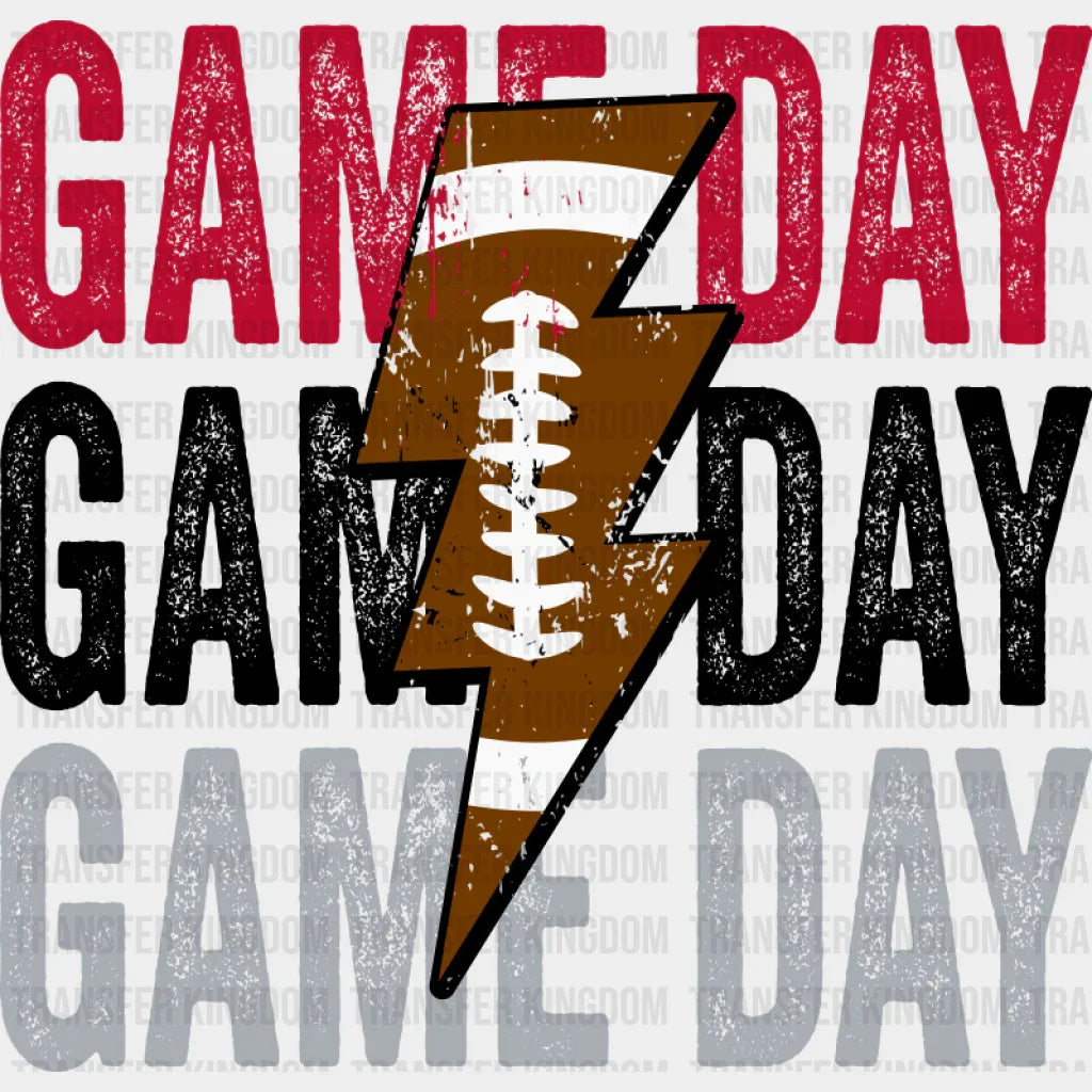 Gameday Football Lightning Bolt - Game Day DTF Transfer Adult Unisex - S & M (10’’) / Dark Color Design (See Imaging)