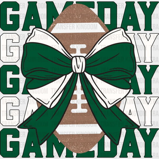 Gameday Green And White Ribbon - Game Day DTF Transfer Adult Unisex - S & M (10’’) / Dark Color Design (See Imaging)