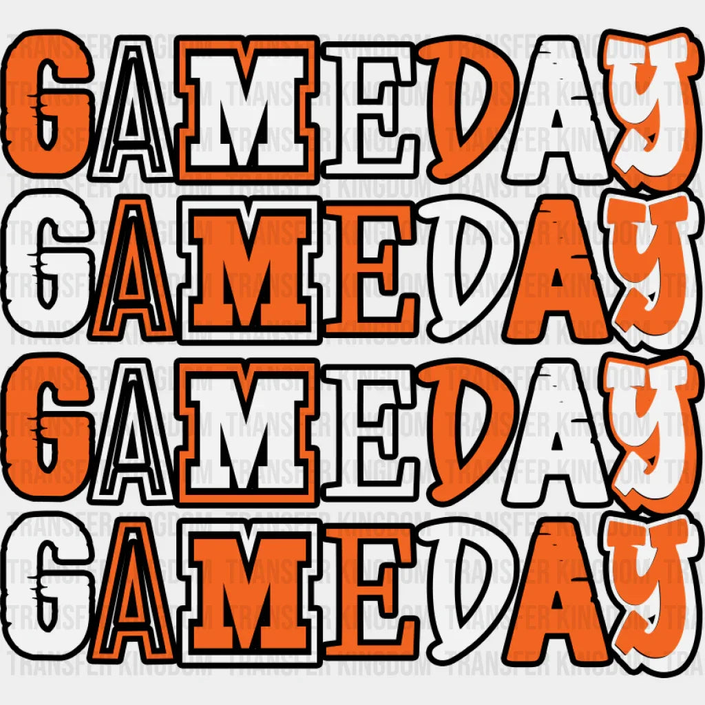 Gameday Orange Design - Game Day DTF Transfer Adult Unisex - S & M (10’’) / Dark Color Design (See Imaging)