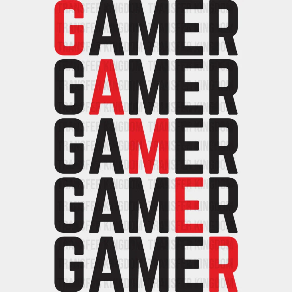Gamer Red Diagonal - Video Game Dtf Heat Transfer