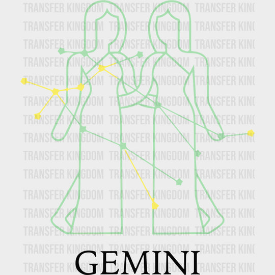 Gemini Teal Constellation - Zodiacs & Horoscopes DTF Transfers - Adult Unisex - S & M (10’’) / Dark Color Design (See