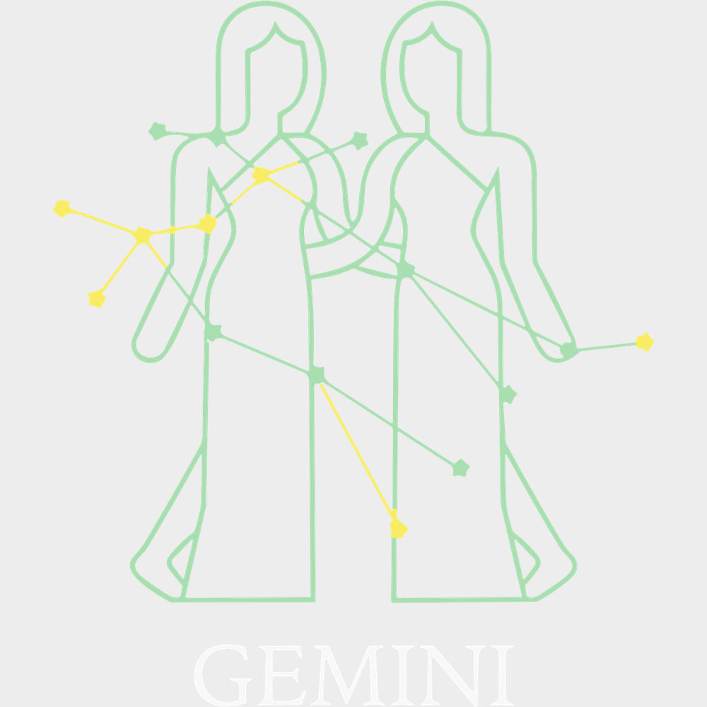 Gemini Teal Constellation - Zodiacs & Horoscopes DTF Transfers - Adult Unisex - S & M (10’’) / Light Color Design (See