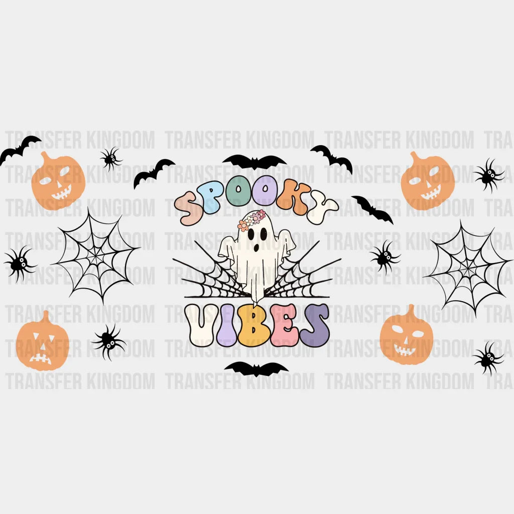 Ghost And Pumpkins - Halloween Cup Wrap Uv Sticker Permanent Dtf Decal