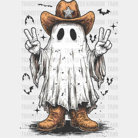 Ghost Cowboy - Halloween DTF Transfer Adult Unisex - S & M (10’’) / Dark Color Design (See Imaging)