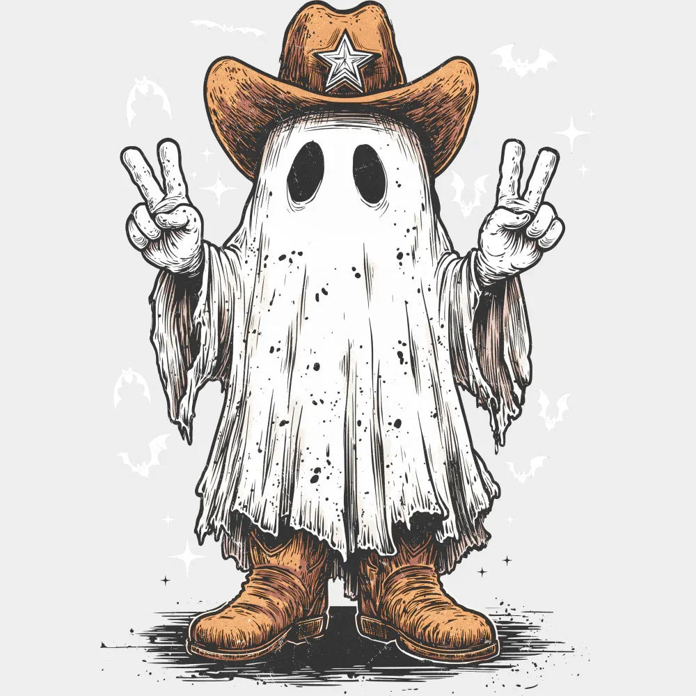 Ghost Cowboy - Halloween DTF Transfer Adult Unisex - S & M (10’’) / Light Color Design (See Imaging)