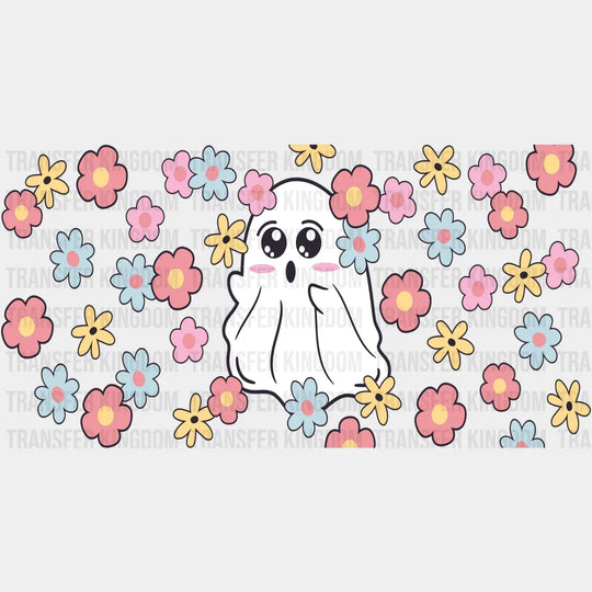 Ghost Flowers Design - Halloween Cup Wrap Uv Sticker Permanent Dtf Decal