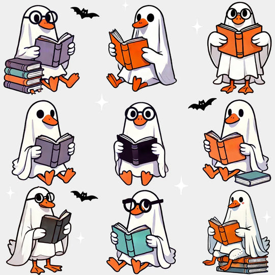 Ghost Geese Reading Halloween DTF Transfer Adult Unisex S & M (10’’) / Light Color Design (See Imaging)