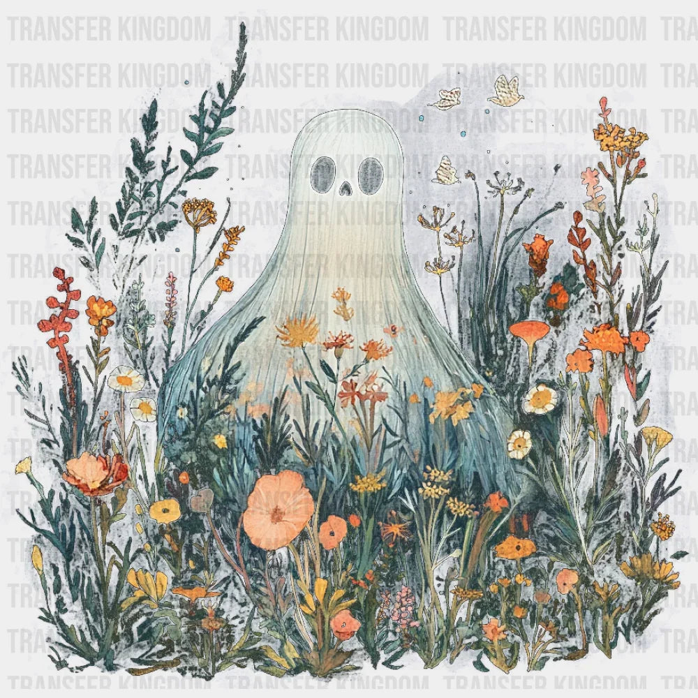 Ghost In Flowers 2 Halloween DTF Transfer