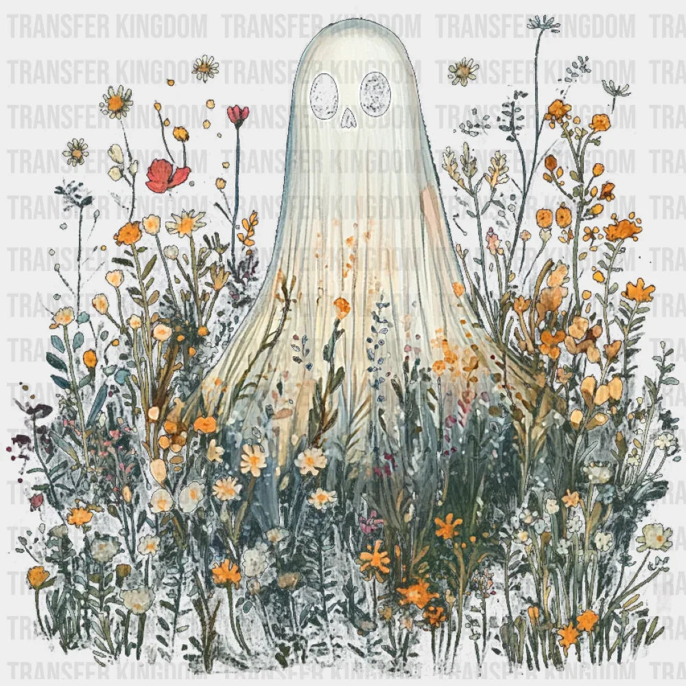Ghost In Flowers 3 Halloween DTF Transfer