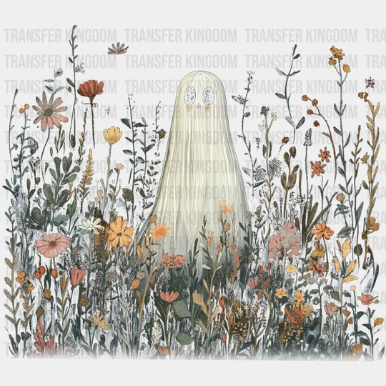 Ghost In Flowers 4 Halloween DTF Transfer