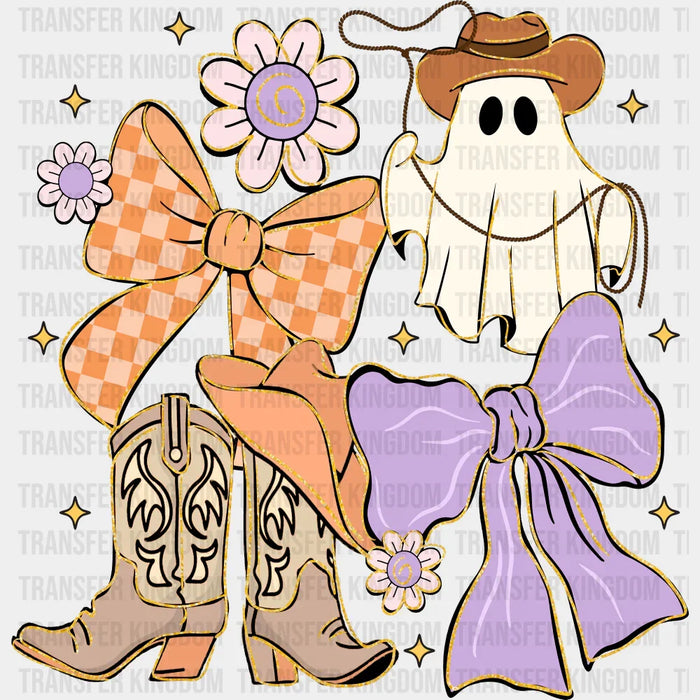 Ghost, Ribbons, Cowboy Boots - Halloween DTF Transfer