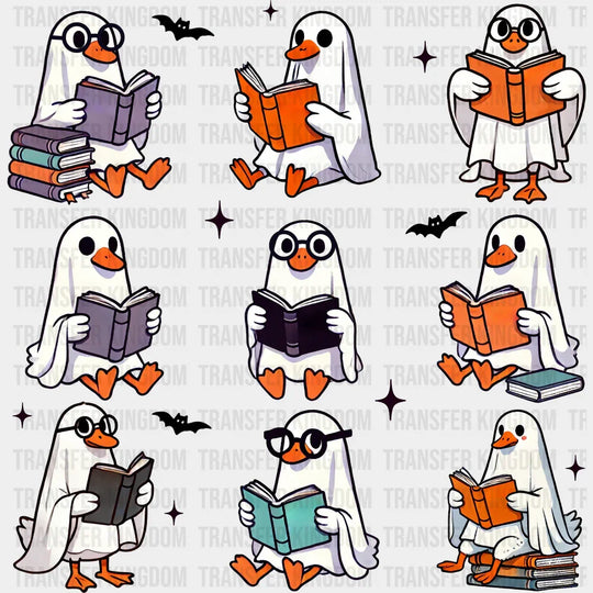 Ghosts Reading B&W Halloween DTF Transfer Adult Unisex S & M (10’’) / Dark Color Design (See Imaging)