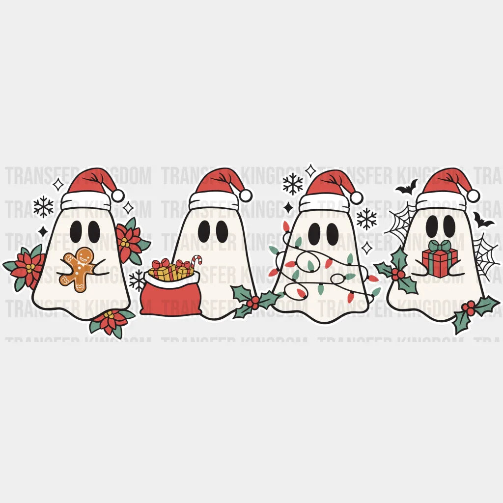 Ghosts With Hats - Christmas Dtf Transfer Unisex S & M (10’’) / Light Color Design See Imaging