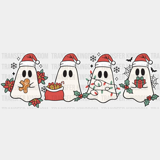 Ghosts With Hats - Christmas Dtf Transfer Unisex S & M (10’’) / Light Color Design See Imaging