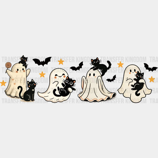 Ghouls And Black Cats Halloween DTF Transfer Adult Unisex S & M (10’’) / Dark Color Design (See Imaging)