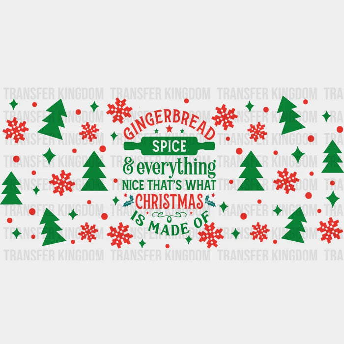 Gingerbread Spice - Christmas Cup Wrap UV Sticker Permanent UV DTF Decal
