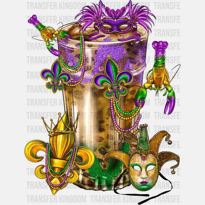 Glass Of Mardi Gras Design- Mardi Gras DTF heat transfer