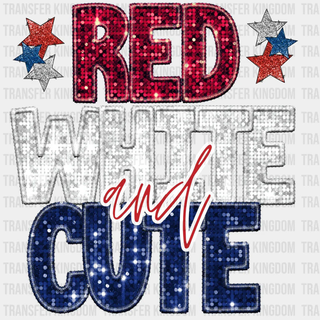 Glitter Red White And Cute 4Th Of July Dtf Transfer