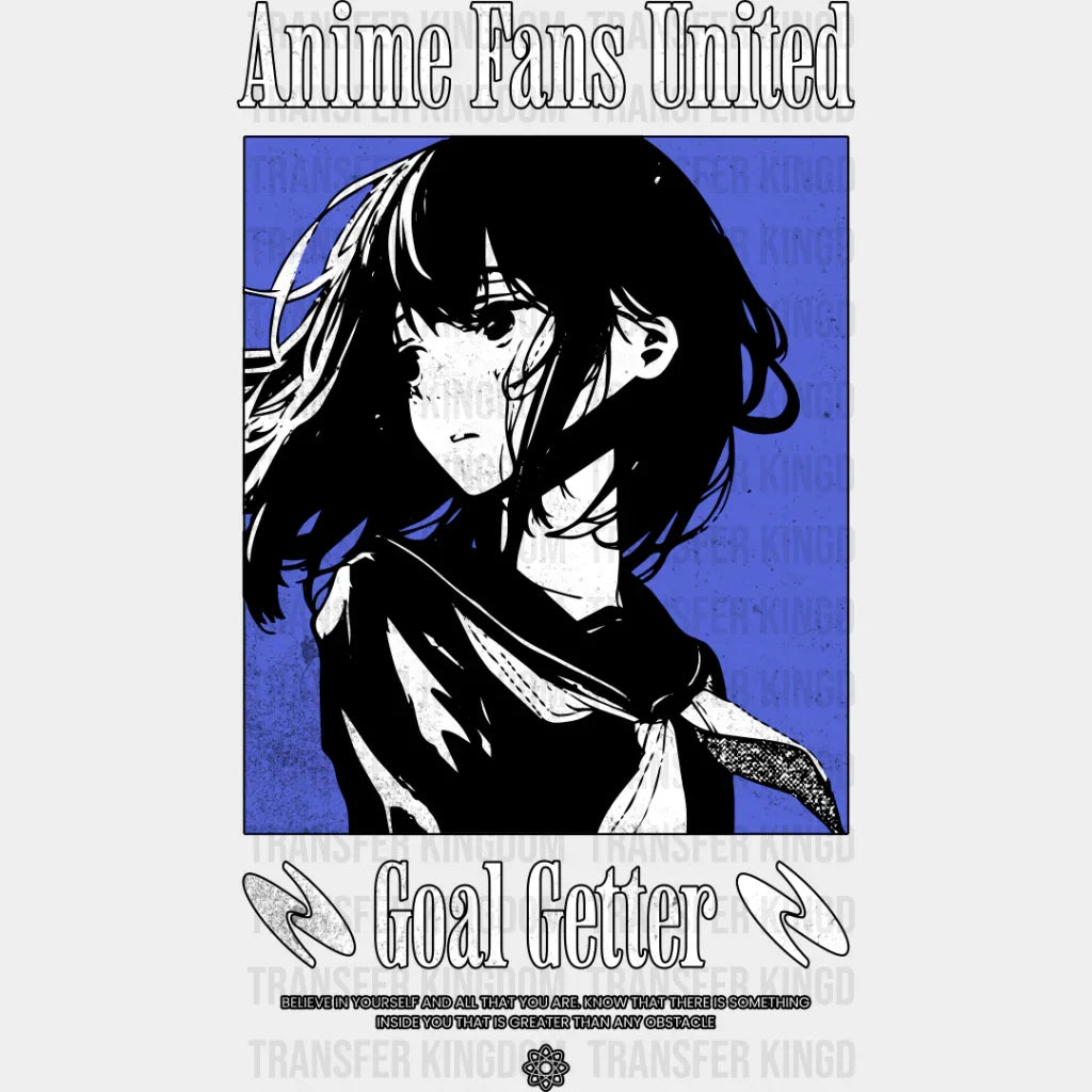 Goal Getter Anime Fans United - Dtf Heat Transfer Unisex S & M (10’’) / Dark Color Design See