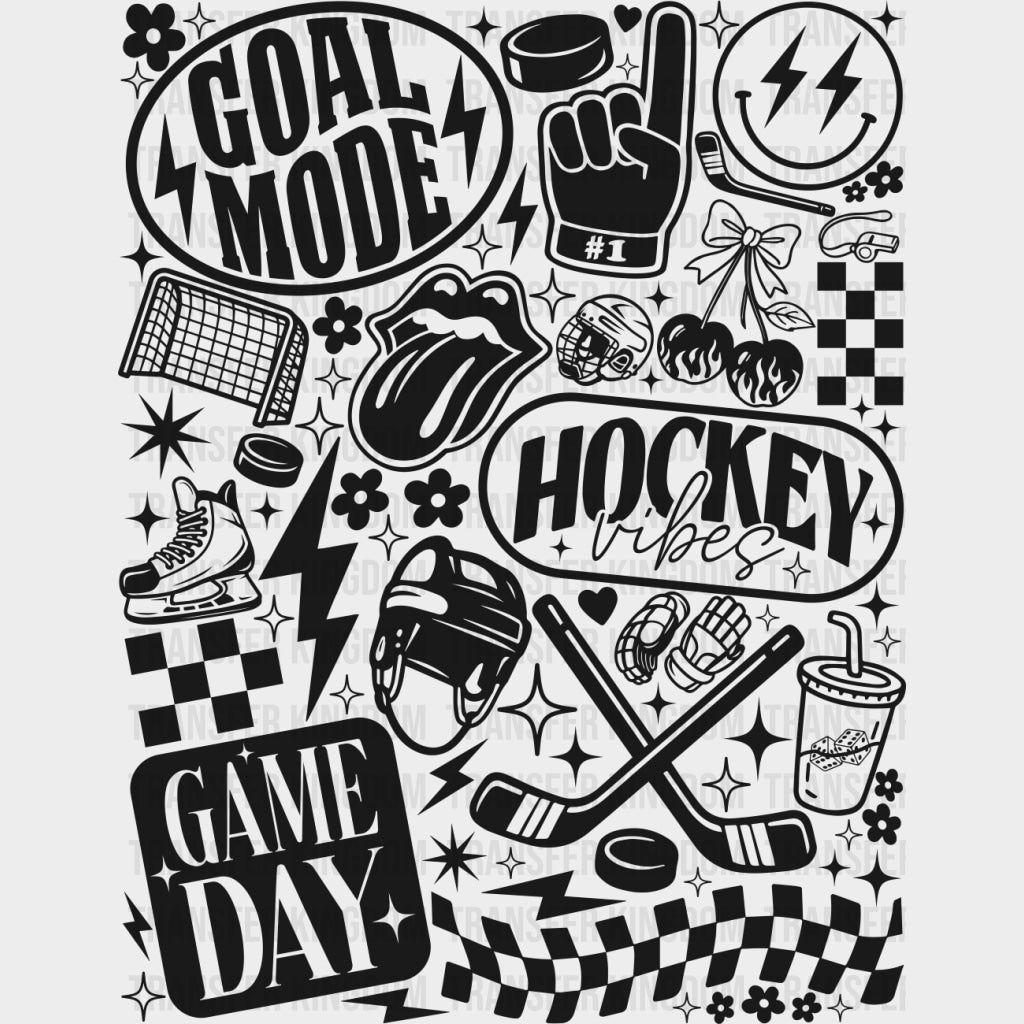 Goal Mode Game Day - Hockey DTF Transfers Adult Unisex - S & M (10’’) / Dark Color Design (See Imaging)