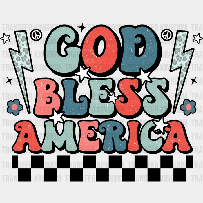 God Bless America Retro Design - 4th Of July DTF Transfer