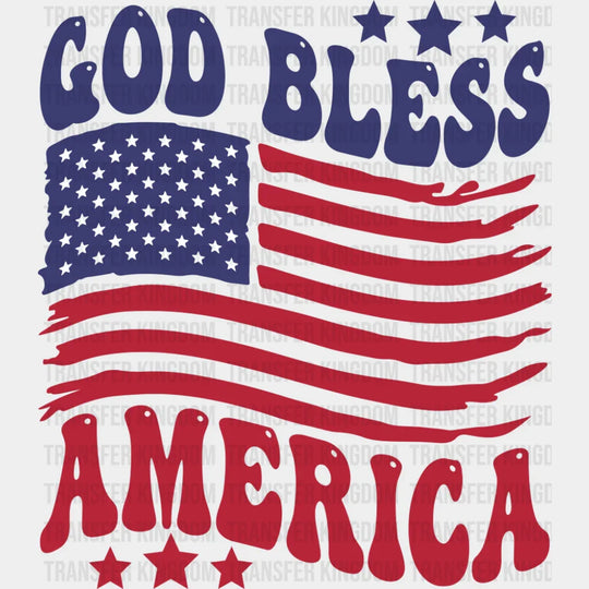 God Bless America US Flag - 4th Of July DTF Transfer Adult Unisex - S & M (10’’) / Dark Color Design (See Imaging)