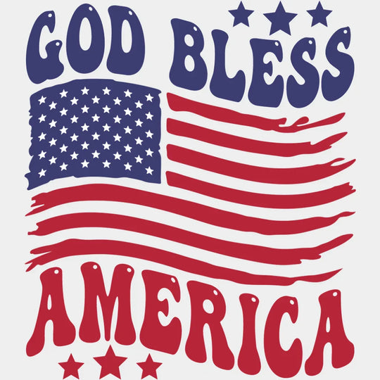 God Bless America US Flag - 4th Of July DTF Transfer Adult Unisex - S & M (10’’) / Light Color Design (See Imaging)