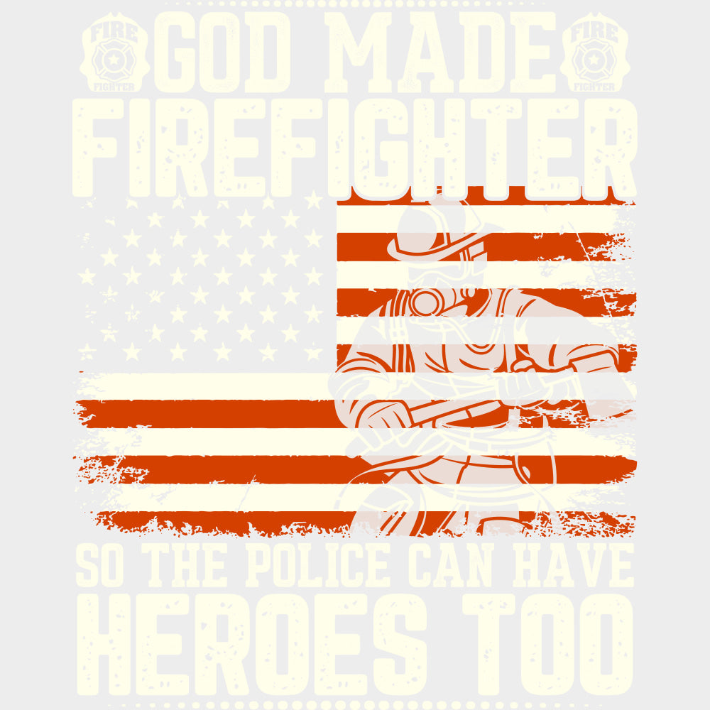 God Made Firefighter - Fire Department DTF Transfers Adult Unisex - S & M (10’’) / Light Color Design (See Imaging)