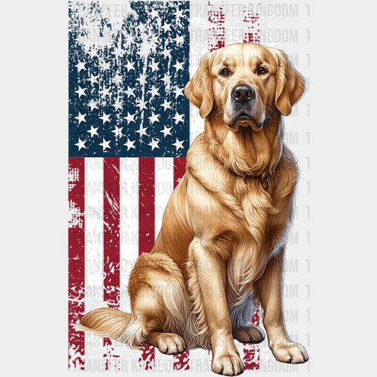 Golden Retriever US Flag - Dogs DTF Transfer