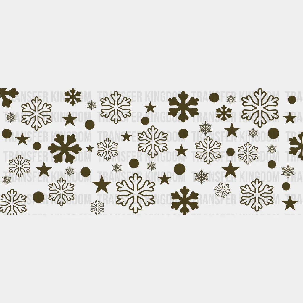 Golden Snowflakes - Christmas Cup Wrap Uv Sticker Permanent Dtf Decal