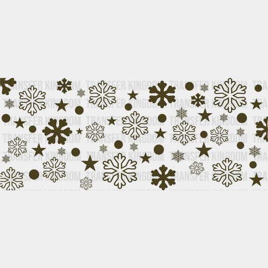 Golden Snowflakes - Christmas Cup Wrap Uv Sticker Permanent Dtf Decal