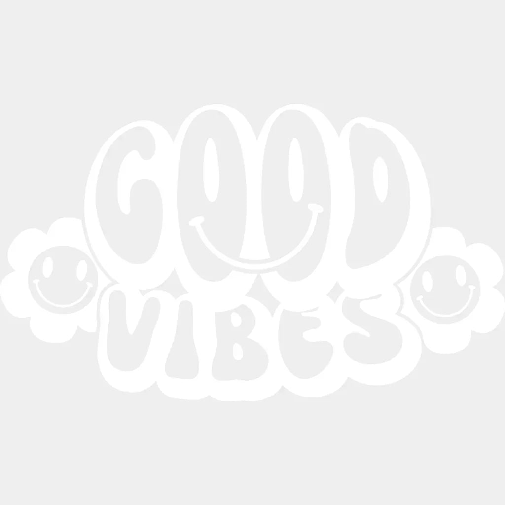 Good Vibes Brown And White Design - Good Vibes DTF Transfer Adult Unisex - S & M (10’’) / Light Color Design (See