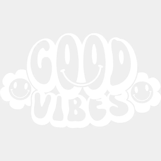 Good Vibes Brown And White Design - Good Vibes DTF Transfer Adult Unisex - S & M (10’’) / Light Color Design (See