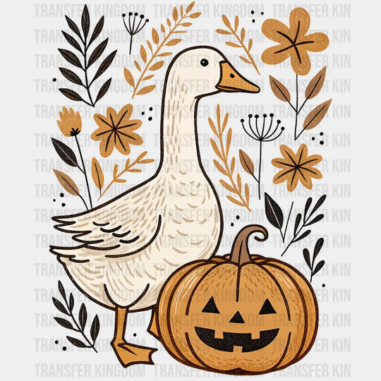 Goose Pumpkin & Flowers Halloween DTF Transfer
