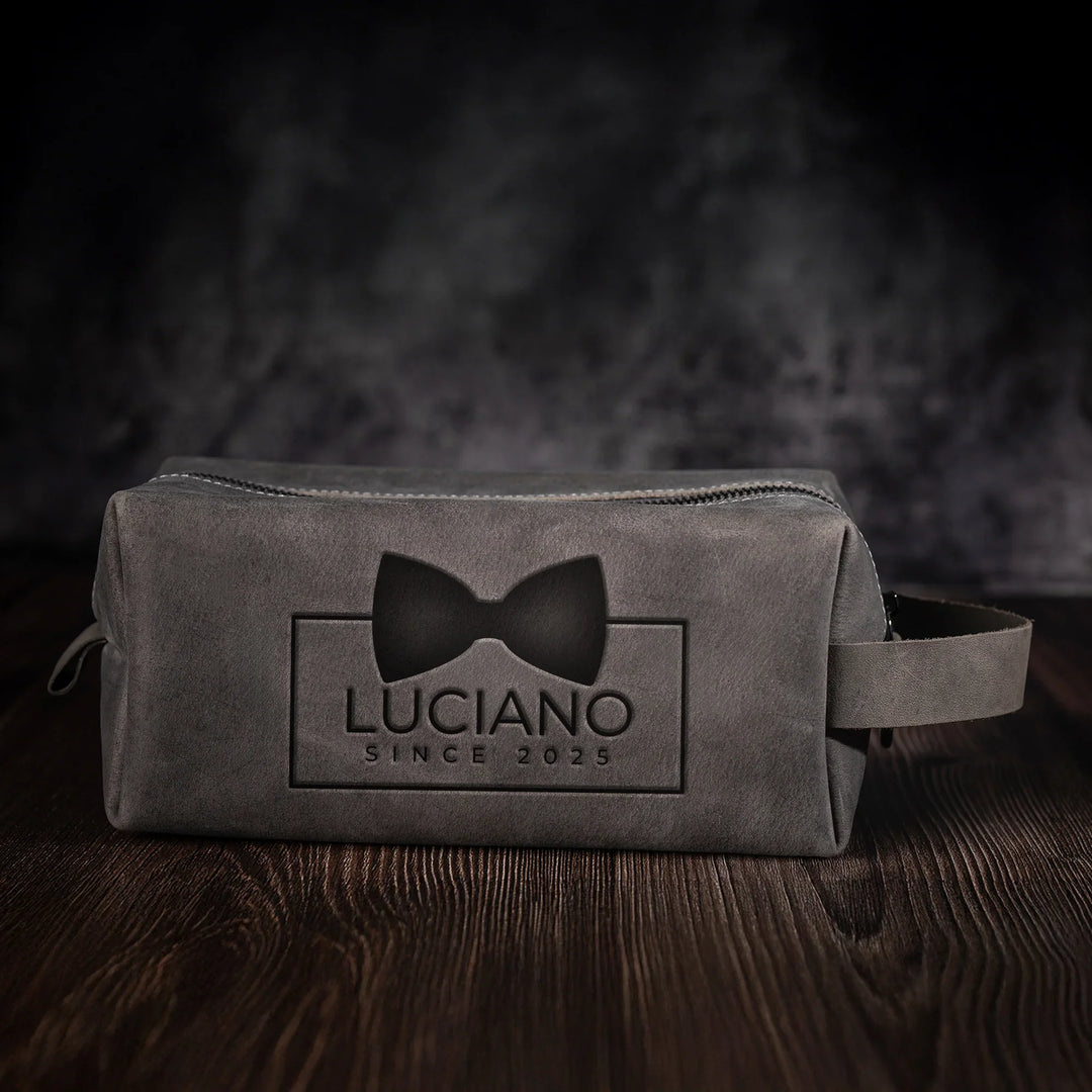 Custom Engraved Leather Dopp Kit for Men