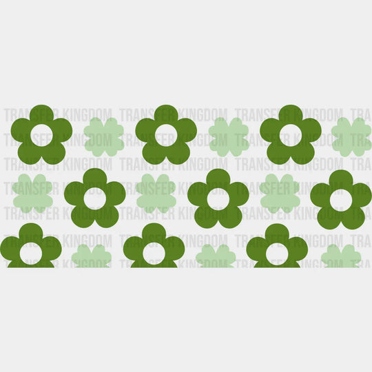 Green Flowers And Clovers - St Patrick Cup Wrap Uv Sticker Permanent Dtf Decal