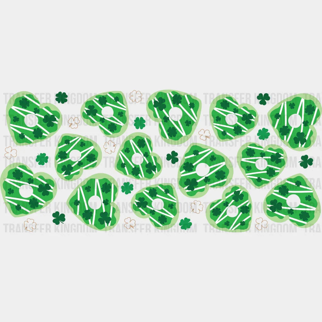 Green Hearts And Clovers - St Patrick Cup Wrap Uv Sticker Permanent Dtf Decal