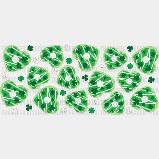 Green Hearts And Clovers - St Patrick Cup Wrap Uv Sticker Permanent Dtf Decal