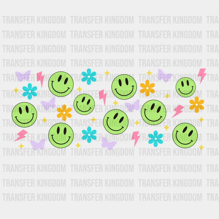 Green Smiley UV DTF Transfer Cup Wrap UV DTF Sticker