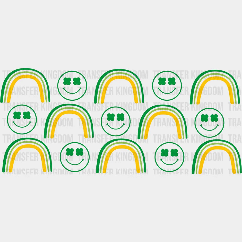 Green Smilies And Rainbows St. Patrick’s Day Uv Dtf Transfer Cup Wrap Sticker