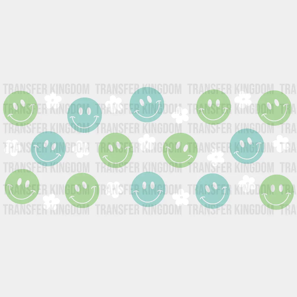 Green Smilies Uv Dtf Transfer Cup Wrap Sticker