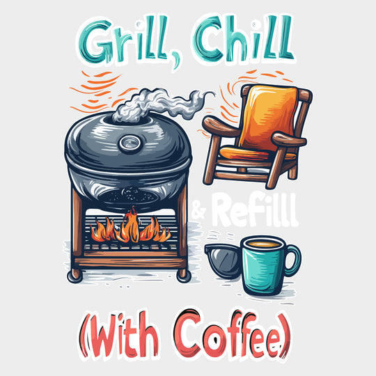 Grill, Chill & Refill - BBQ DTF Transfers transfer-kingdom Light Color Design (See Imaging)