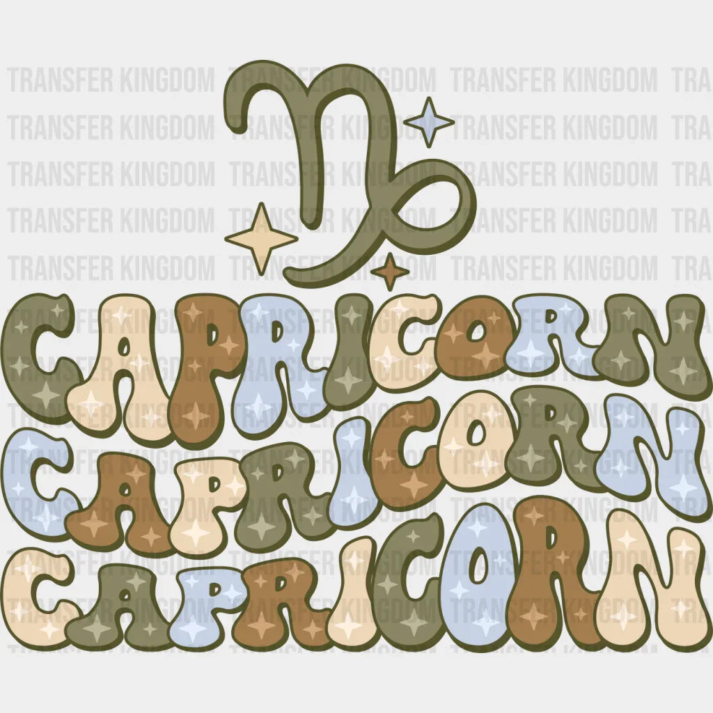 Groovy Capricorn Design - Zodiac & Horoscopes Dtf Heat Transfer