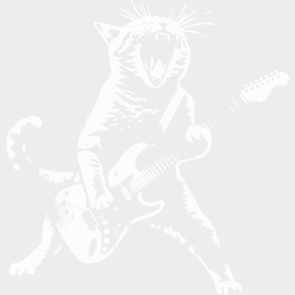 Guitar Cat B&W - Music DTF Transfers transfer-kingdom Light Color Design (See Imaging)